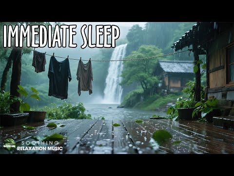 Immediate Sleep & Stress Relief with Heavy Rain & Soft Piano in the Nature - White Noise