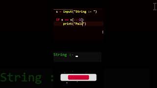 Python program for palindrome check #shorts