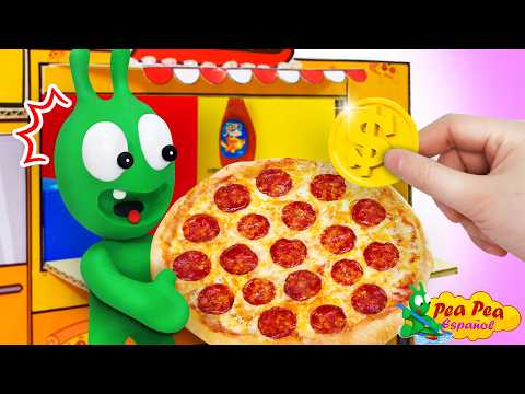 Pea Pea Juega a Tener un Drive Thru de Pizza 🍕 Dibujos Animados para Niños