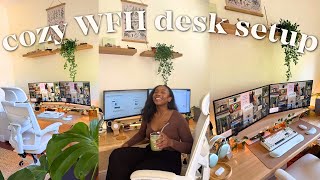 🖥️ Cozy WFH Desk Setup Tour | Warm, Productive & Functional