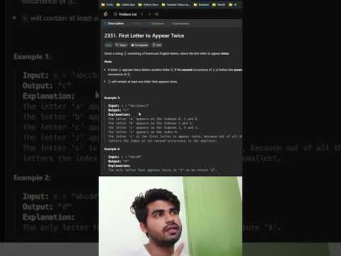 First Letter to Appear Twice | Leetcode Problem 2351 |  Google Interview Question |Tamil Explanation