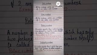 Even,odd, prime and composite number definition.