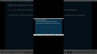 SQL Numeric  Function#ytshorts #viralvideo #SQLCourse #LearnSQL #DataAnalysis #SQLTables #SQLBasics