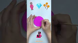 Making Squid Game Dalgona Candy Clay 🍬🦑 DIY Clay Challenge #diyclay   #oddlysatisfying #squidgame2