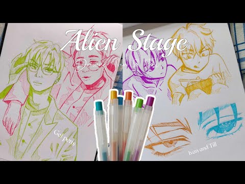 [ALIEN STAGE] Drawing Ivan and Till with gel pens 🖊️