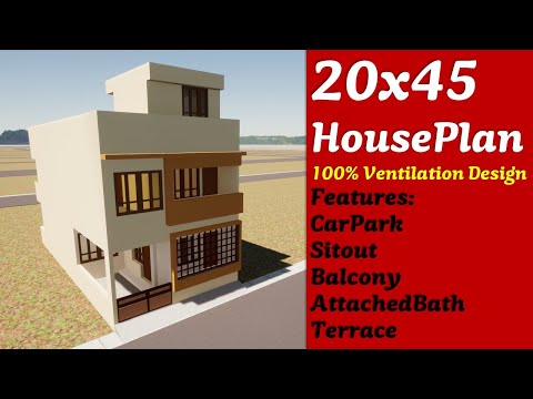 20x45 house plan  100% VENTILATION DESIGN