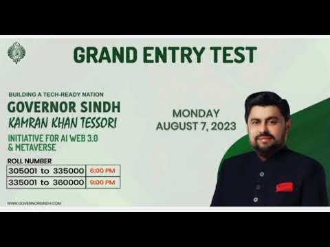 7th August 2023 Grand entry test governor Sindh IT test