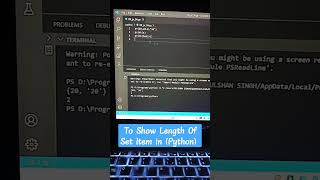 Masti Masti Me Full Python Course/Shorts se python seekhe/#pythoncourses/To Show Length of Set Item