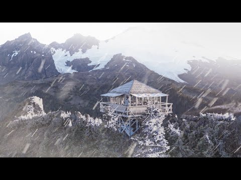 SURPRISE SNOW Camping in a Historic FIRE LOOKOUT! | Early Snowstorm in Remote Mountain Lookout