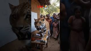 Magical Painting: A Real Leopard Emerged from the Wall! #ai #shorts #trending #youtubeshorts
