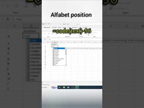 alfabet position in Excel #excel #excelformula #digicodehub #shorts #trending