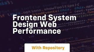 frontend system design web performance