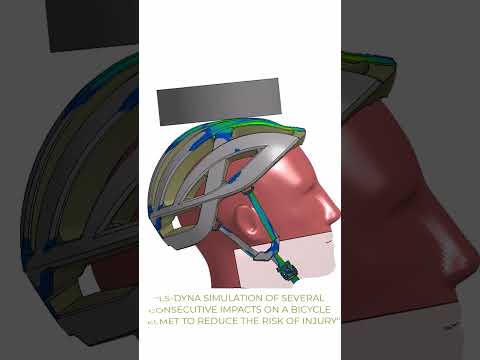 Simulation of multiple consecutive impacts on a bicycle helmet #engineering  #design #fea #cad