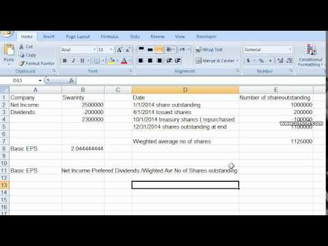 How to calculate EPS using excel