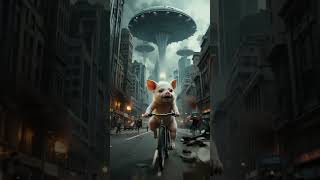 This Piglet vs. ALIEN Invasion?! 🐷💥🚴‍♂️ #PigtoonAI #AICartoons #FunnyAIAnimation