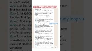 mth100 current final terms ppr #vu #studyloop #2023 #finalterm #spring #exam #virtualuniversity