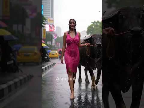 uniqueness of village girls #rainsounds #asmr #relaxingbath #rainoundforsleep #asmrshorts