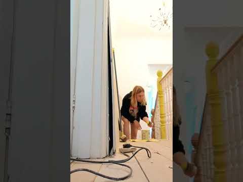 Painting bright yellow my Victorian staircase.Not sure about the paint 😱#victorian #old #renovation