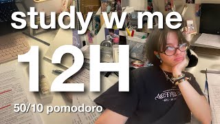 study with me live: 12 hours  (real sounds, no music, 50/10 pomodoro technique) 🌷
