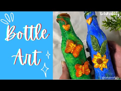 Bottle Art With clay | Bottle Craft Ideas