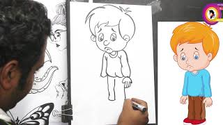 طريقة رسم ولد حزين خطوة خطوة تعلم الرسم للمبتدئين