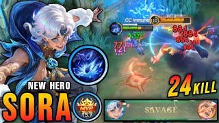 3 Minutes SAVAGE!! 24 Kills Sora MLBB New Hero 100% Overpowered!! - New Hero Tryout ~ MLBB