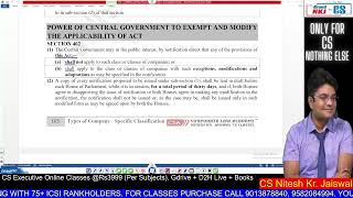 CLP |TYPES OF COM. SPECIFIC CLA.|POWER OF CENTRAL GOV. TO EXEMPT AND MODIFY THE APPLICABILITY OF ACT