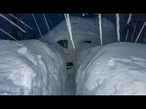 Overnight BLIZZARD Buries my Van! (8ft/2.5m of snow) | Surviving a Record Winter Storm Camping