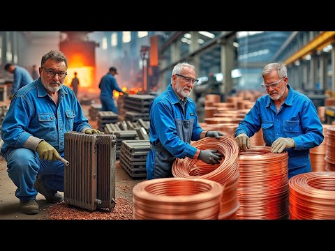Melt down the old rusted radiator parts and make copper wires from it - Production of copper wires
