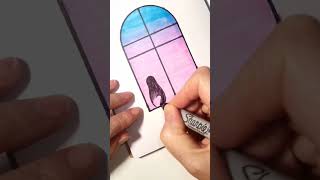 How to Draw Sunset Window with Cat | Easy Gradient Drawing Marker