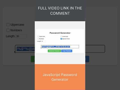 Password generator project in JavaScript #shorts #javascript #javascriptprojects  #coding