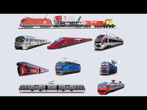 Железнодорожный Транспорт и Поезда для детей. Railway Vehicles - Trains and Subway. Learning Video