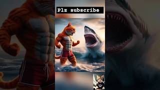 When the cat fights Sark to save her baby.💪😱👀 #viral #shorts #foryou #ai #cute #kitty #cutebaby