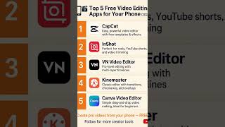 Top 5 Free Video Editing Apps for Your Phone! (2025) #codeverseacademy #programming2025 #shorts