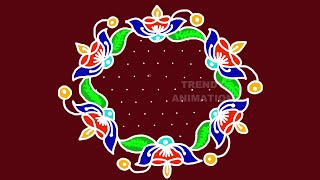 Awesome easy diwali rangoli with 13*7dots | Easy kolam | Deepavali muggulu | Trendyanimation |