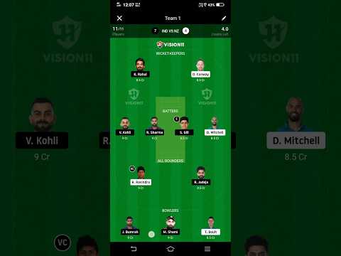 IND V/S NEZ Dream 11 team today match