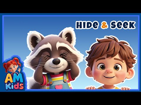 Hide and Seek Game for Kids | Fun Learning Cartoon with Raccoon & Boy | AMKids