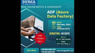 🔥 Azure Data Factory (ADF) Training | ETL & Data Pipelines | New Online Batch @ DurgaSoft 🚀