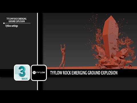 Tyflow ground rock emerging effect| Ground explosion I 3ds max
