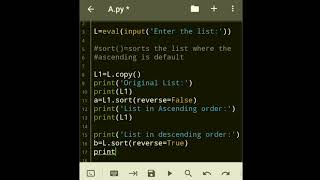 List functions in #python #Part6  #sort( )