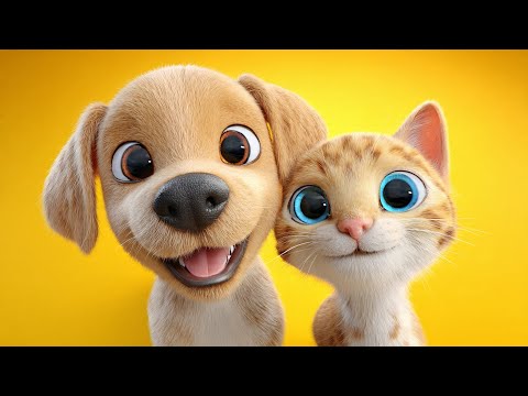 Puppy and Kitten Best Friends Song | Cute Animal Poem for Kids | 3D Cartoon Animation