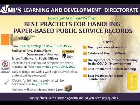 Best Practices for Handling Paper Based Records in the Public Service - July 10, 2020