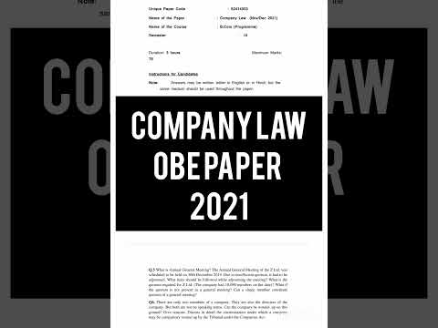DU Examination | OBE PAPER OF COMPANY LAW 2021