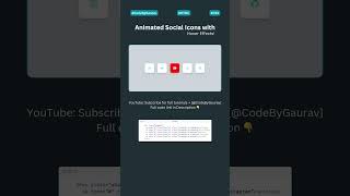 Creative Animated Social Icons Using HTML & CSS! 🚀🎭#webdevelopment #webcoding #htmlcss #shorts