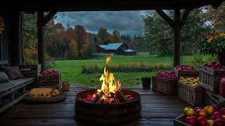 Rainy Porch Ambience 🌧️ Relaxing Rain, Thunder & Fireplace Sounds for Deep Sleep & Stress Relief 🔥
