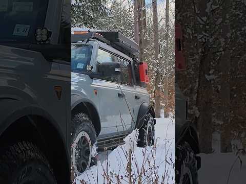Off-roading in snow wheeling❄️ #wintercamping #bronco #camping #shorts