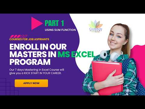 MASTERING EXCEL IN 7 DAYS | PART 1 | USING SUM FUNCTION