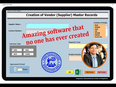 How to create a Vendor Master Record software in Excel VBA