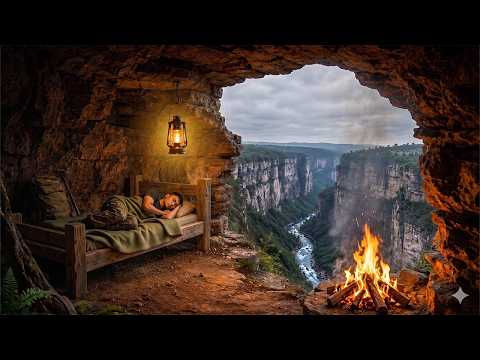 7 Days Alone: Building My Hidden Base Inside a Cave. Bushcraft Sherter, Survival in the forest