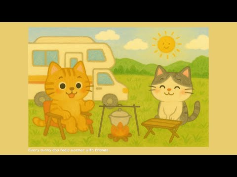 Cats’ Camping Harmony 🎶 Relax Guitar for Calm Focus | 小貓的露營和聲 • 適合平靜專注的放鬆吉他